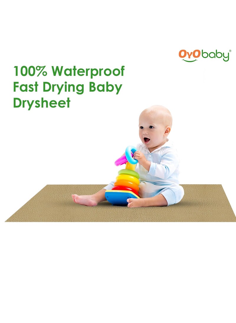 OYO BABY - OYO BABY - Baby Dry Sheet for New Born Babies | Infant Waterproof Bed Protector Sheet for Baby | Mattress Pads | Quickly Dry Super Soft, Reusable Mat (Single Bed-(72" X 36"), Beige), Polycotton - Image 1