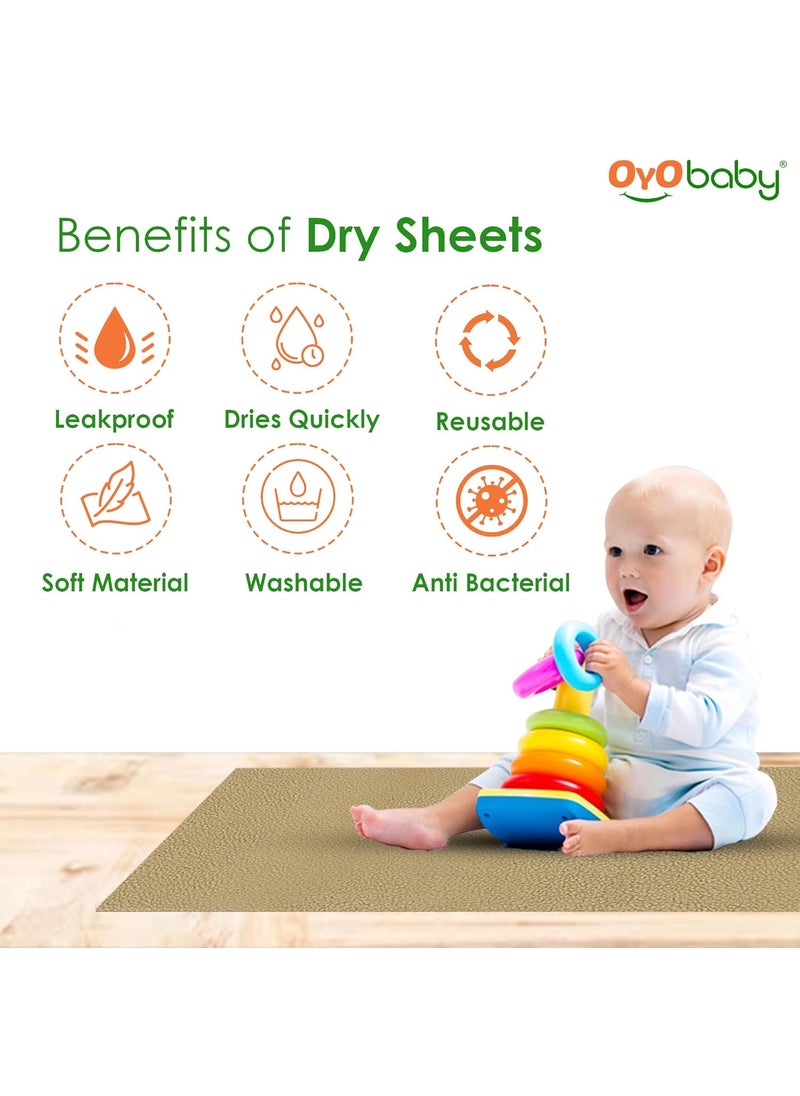OYO BABY - OYO BABY - Baby Dry Sheet for New Born Babies | Infant Waterproof Bed Protector Sheet for Baby | Mattress Pads | Quickly Dry Super Soft, Reusable Mat (Single Bed-(72" X 36"), Beige), Polycotton - Image 1