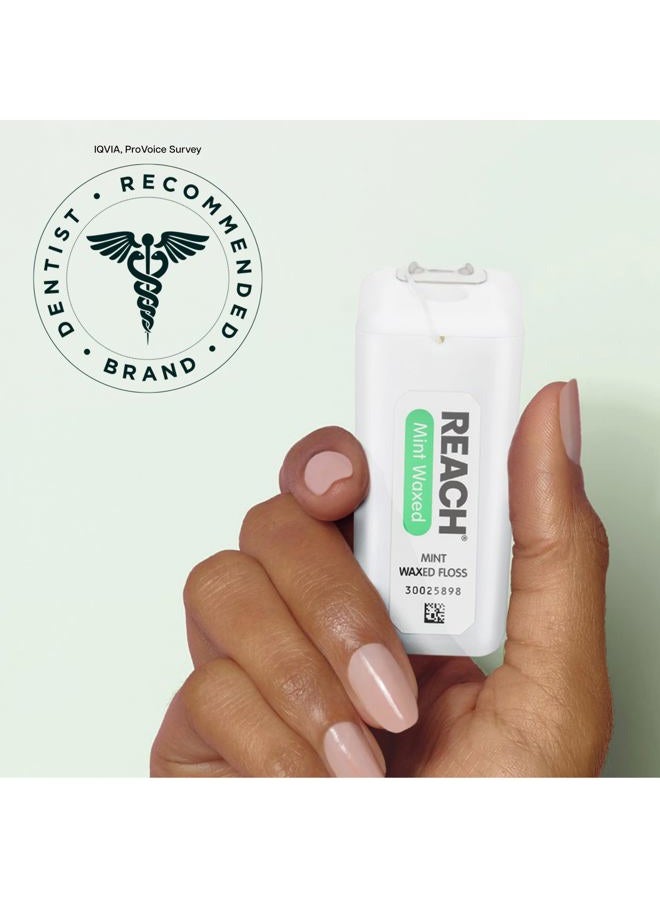 REACH خيط تنظيف الأسنان الشمعي من ريتش، بنكهة النعناع، مزيل البلاك للأسنان، مقاوم للتقطيع، ينزلق بسلاسة، سهل الاستخدام، شمعي، تنظيف عميق للأسنان، العناية بالفم، خالي من PFAS، للبالغين والأطفال، عبوة واحدة، 200 ياردة - Image 5