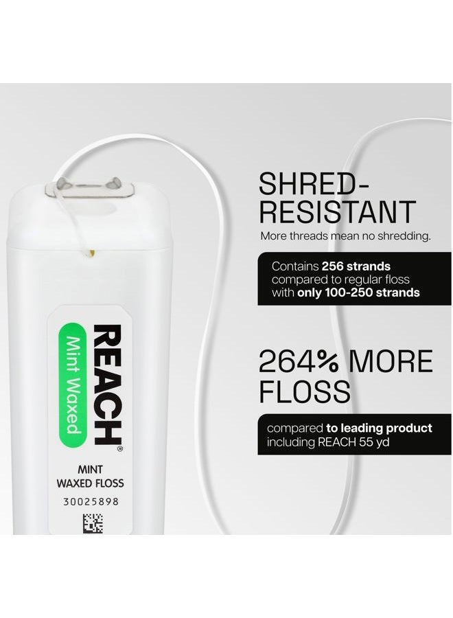 REACH خيط تنظيف الأسنان الشمعي من ريتش، بنكهة النعناع، مزيل البلاك للأسنان، مقاوم للتقطيع، ينزلق بسلاسة، سهل الاستخدام، شمعي، تنظيف عميق للأسنان، العناية بالفم، خالي من PFAS، للبالغين والأطفال، عبوة واحدة، 200 ياردة - Image 3