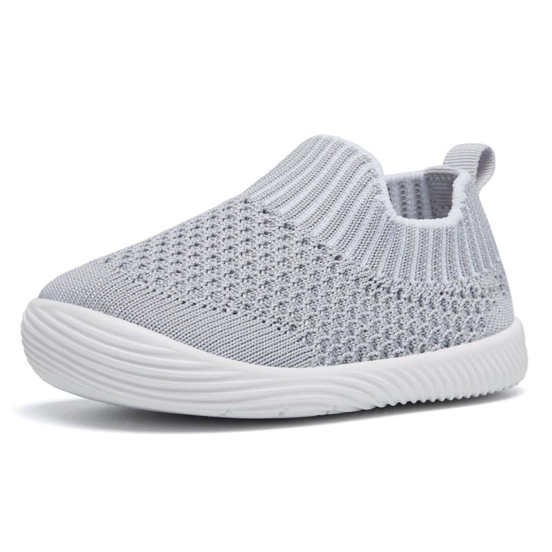 MORENDL MORENDL Toddler Shoes Baby Walking Sock Shoes NonSlip Breathable Boys Girls Sneakers Infant Tennis Shoes Grey 1824Months 