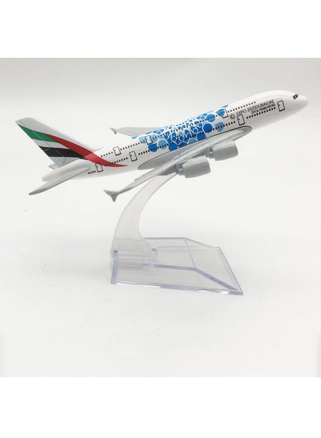 16cm Alloy Aircraft Tabletop Display Model 1:400 Scale UAE Expo No. A380 Aircraft Model Decorations Toys Furniture Decorations Collection Gifts - Image 1