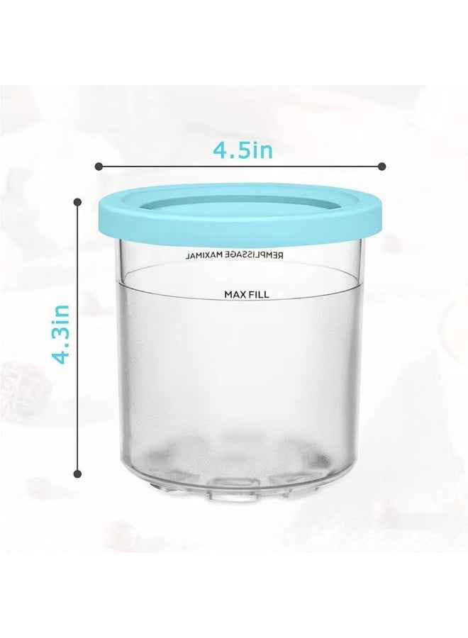 هومستر كريمي بينتس وأغطية لنينجا 4 حزمة كريمي حاويات الآيس كريم أكواب جرات حوض علب مجموعة وعاء سموتي متوافق مع NC301 NC300 NC299AMZ سلسلة صانع الآيس كريم - Image 3