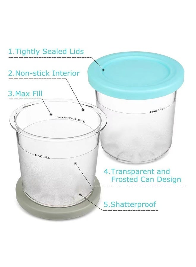 هومستر كريمي بينتس وأغطية لنينجا 4 حزمة كريمي حاويات الآيس كريم أكواب جرات حوض علب مجموعة وعاء سموتي متوافق مع NC301 NC300 NC299AMZ سلسلة صانع الآيس كريم - Image 5