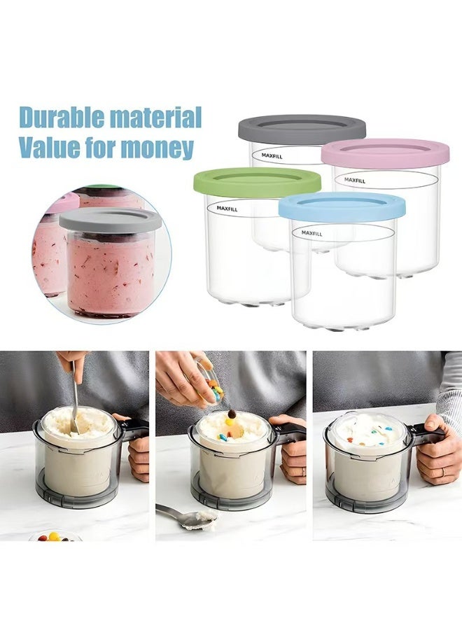 هومستر كريمي بينتس وأغطية لنينجا 4 حزمة كريمي حاويات الآيس كريم أكواب جرات حوض علب مجموعة وعاء سموتي متوافق مع NC301 NC300 NC299AMZ سلسلة صانع الآيس كريم - Image 4