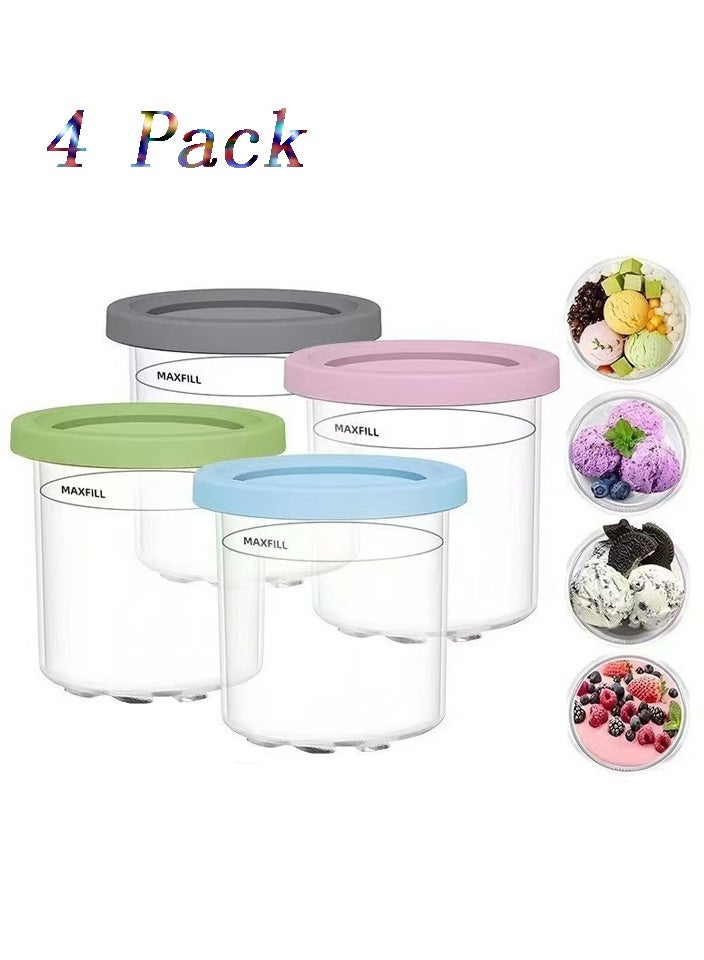 هومستر كريمي بينتس وأغطية لنينجا 4 حزمة كريمي حاويات الآيس كريم أكواب جرات حوض علب مجموعة وعاء سموتي متوافق مع NC301 NC300 NC299AMZ سلسلة صانع الآيس كريم - Image 1