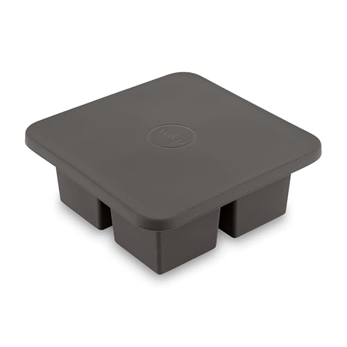 WP W&P Peak Silicone Extra Large Cube Ice Tray w/ Protective Lid | Charcoal | Easy to Remove Ice Cubes | Food Grade Premium Silicone | Dishwasher Safe, BPA Free - Image 1