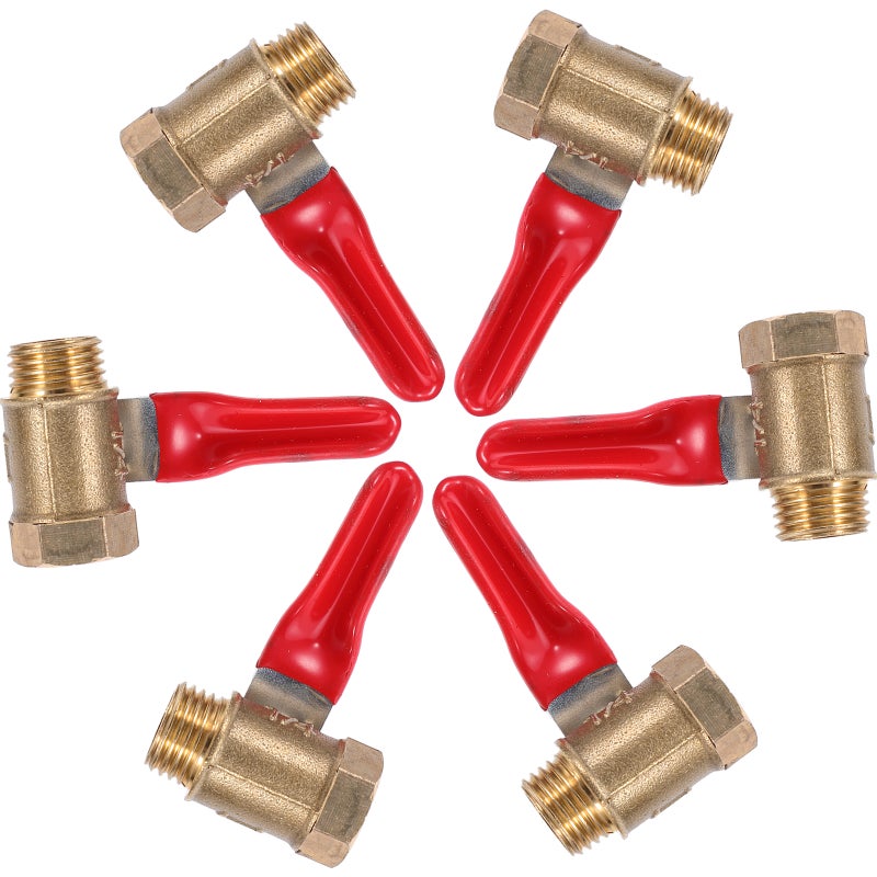 6pcs Mini Copper Valve: Shut-Off Valve For Water Pipes Heater Control - 1/4 Inch Garden Hose Shut Off Copper Pneumatic Switch - Image 1