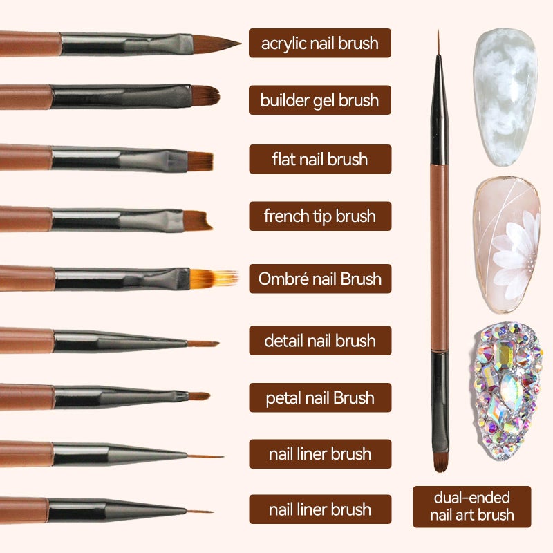 ESUOHYM 18 PCS Nail Art Brushes Set with Nail Sculpting Pen Dotting Tools For Painting Nails,Acrylic Nail Brushes for Nail Extensions,Liner Brushes for French Nails,Nail art tools for Diy Design - Image 3