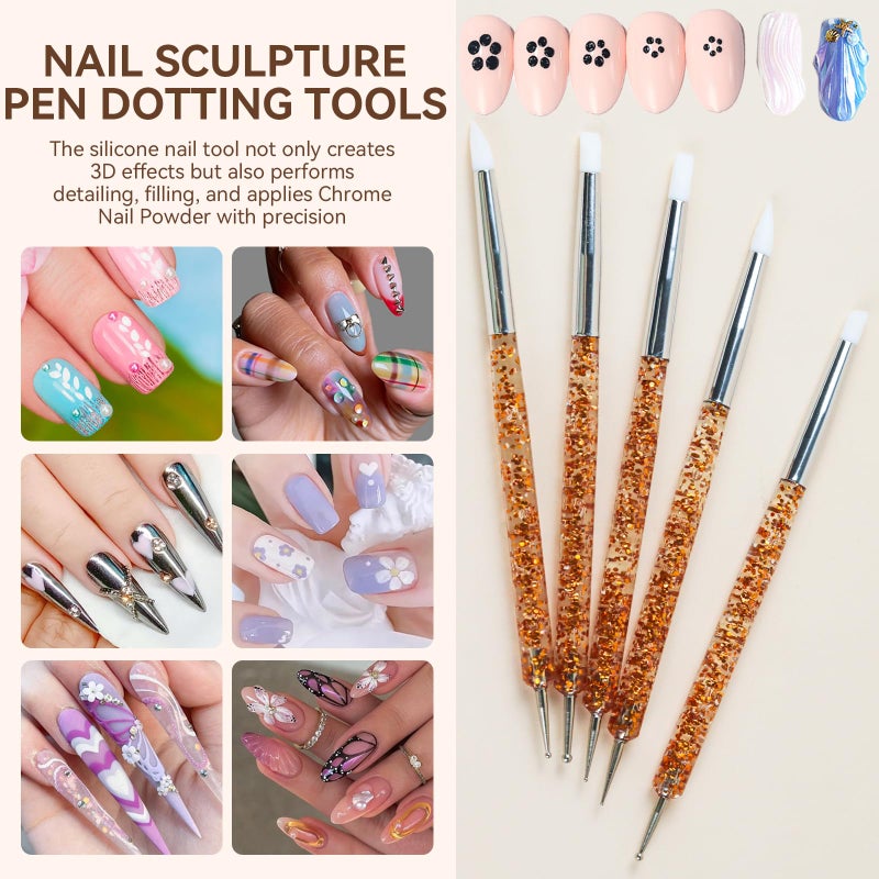 ESUOHYM 18 PCS Nail Art Brushes Set with Nail Sculpting Pen Dotting Tools For Painting Nails,Acrylic Nail Brushes for Nail Extensions,Liner Brushes for French Nails,Nail art tools for Diy Design - Image 4