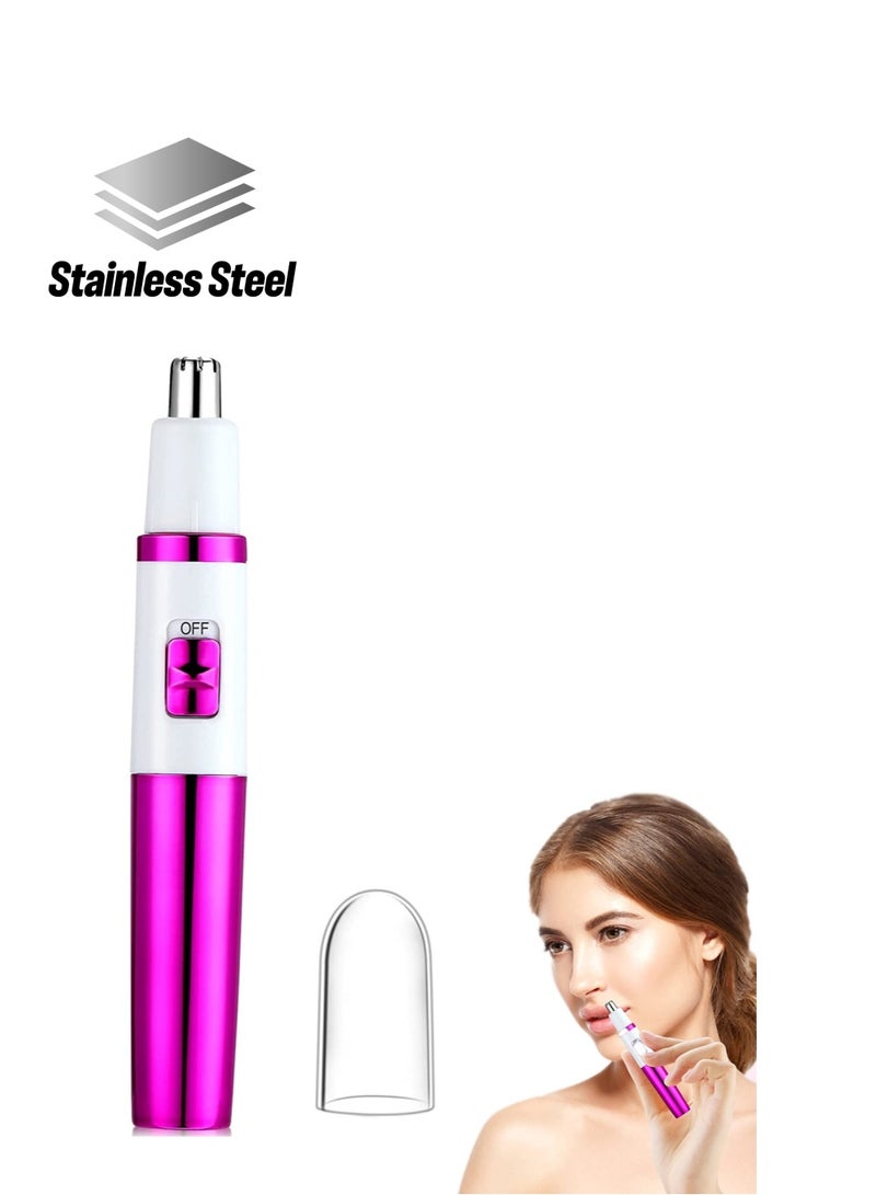 Nose Trimmer for Women Ladies Painless Ear and Nose Hair Trimmer for Men Eyebrow Facial Ear Hair Trimmer Nose Hair Clippers Professional, Waterproof, Dual-Edge Blade, Purple - Image 1