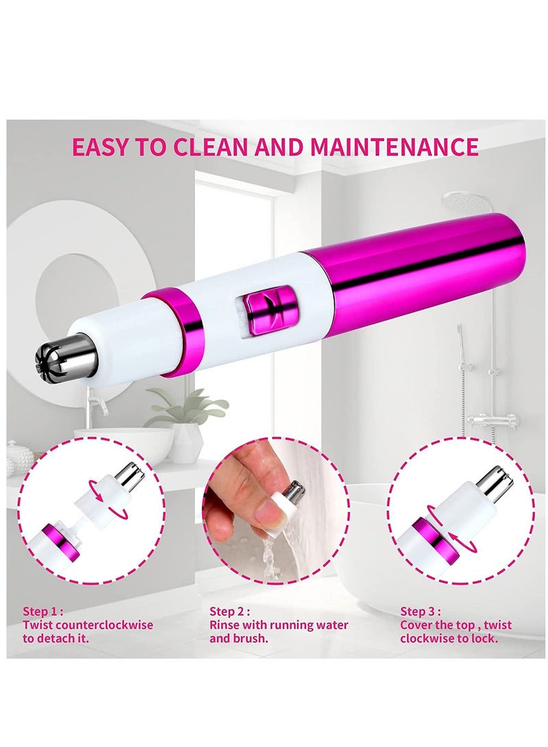 Nose Trimmer for Women Ladies Painless Ear and Nose Hair Trimmer for Men Eyebrow Facial Ear Hair Trimmer Nose Hair Clippers Professional, Waterproof, Dual-Edge Blade, Purple - Image 5