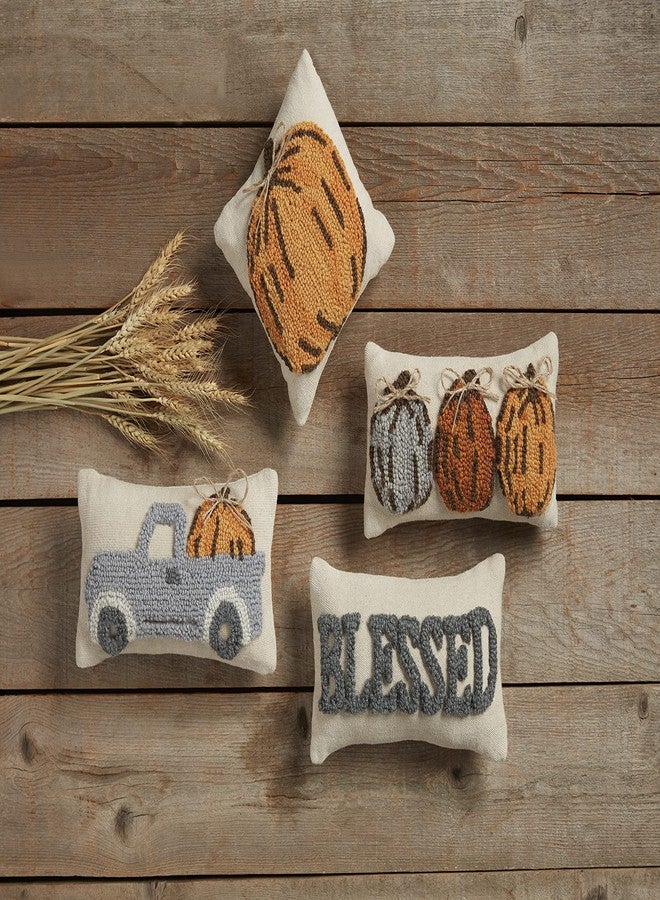 Mud Pie, Pumpkin, Mu dPie Fall Mini Hooked Pillow, 8" x 8", 1 Count (Pack of 1) - Image 3