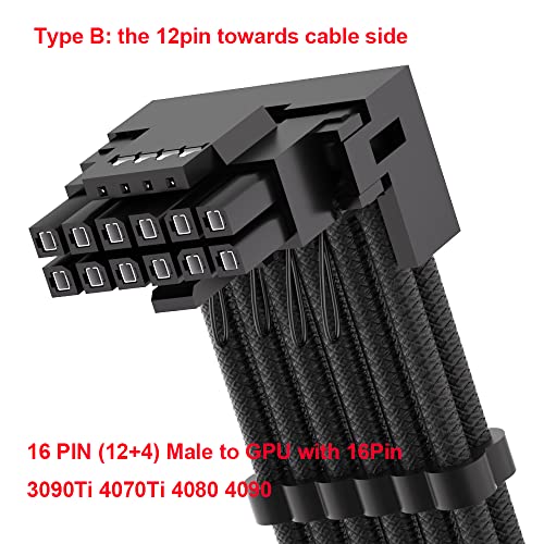 JOYJOM 12VHPWR 90 Degree Adapter for Corsair: PCIE 5.0 16AWG 600W 12VHPWR Adapter Dual 8 Pin PCIe to 16 Pin 12+4 Pin for RTX 4090 4080 3090TI 4070Ti Graphics Card GPU, ONLY for Corsair Power Supply (Type B) - Image 3