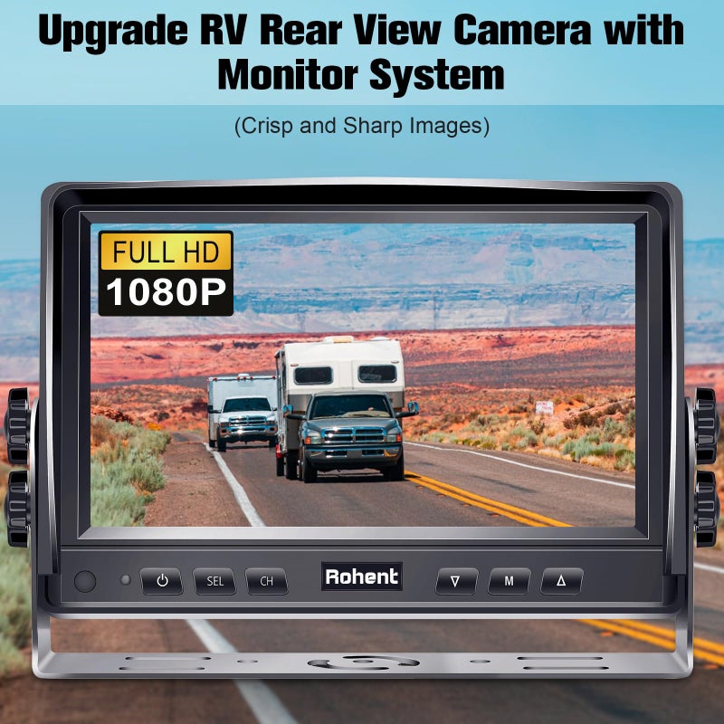 Rohent Dual RV Backup Camera System Upgraded: No Lag Easy Installation Plug and Play 7" Monitor HD 1080P Rear View Camera Wired Kit IP69 Waterproof IR Crystal Night Vision for Truck Trailer Camper Tractor R4 - Image 4