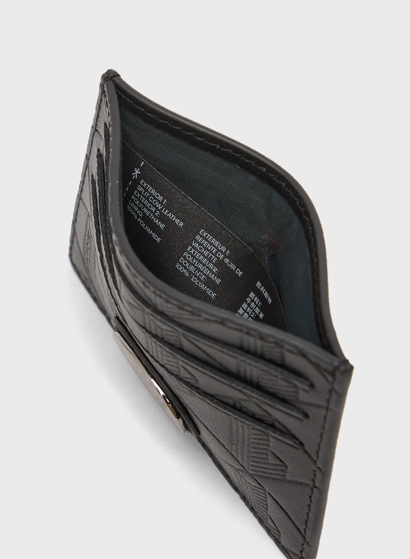 LACOSTE Nomogramme Embossed Leather Card Holder