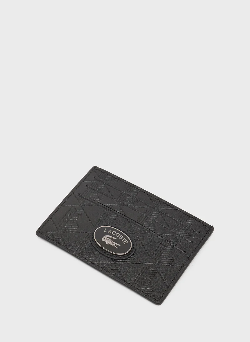 LACOSTE Nomogramme Embossed Leather Card Holder