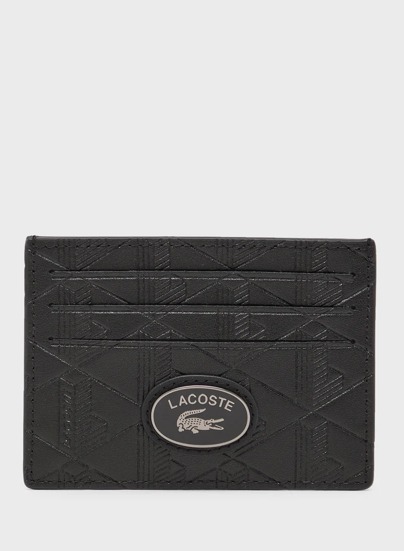 LACOSTE Nomogramme Embossed Leather Card Holder