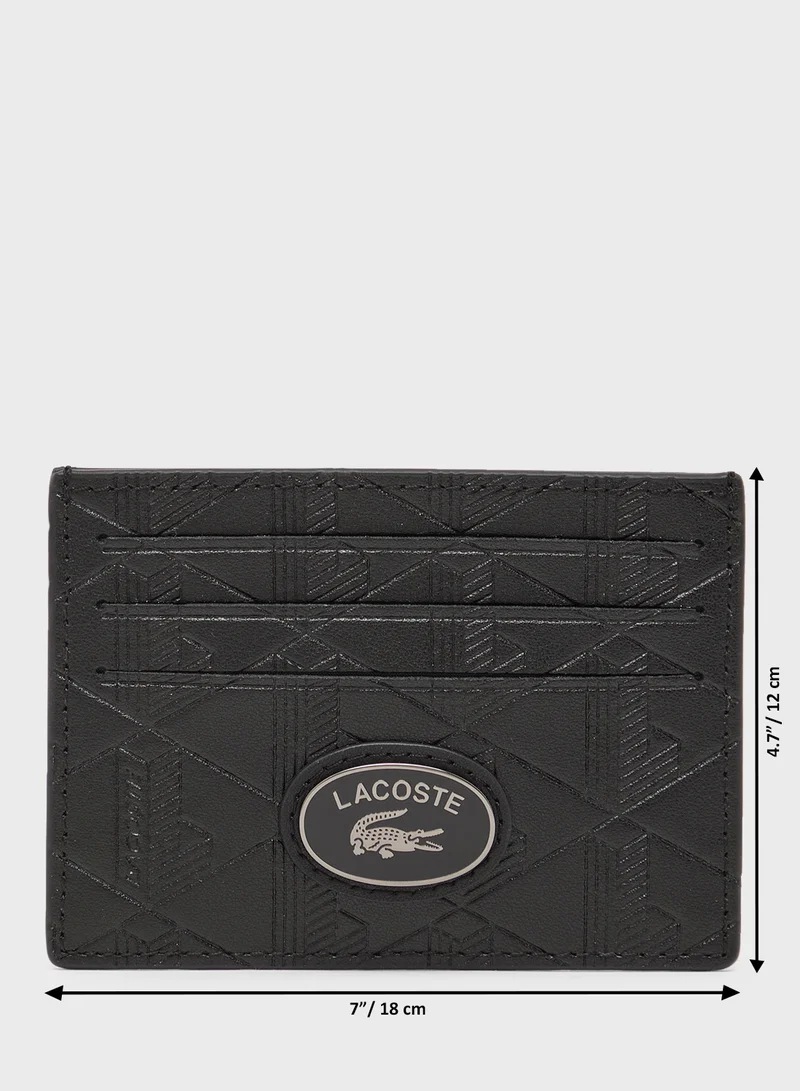 LACOSTE Nomogramme Embossed Leather Card Holder