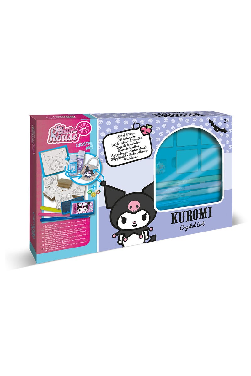 Multiprint Kuromi Crystal Art Set – Includes 2 Charms, 1 Mould Tray, 8 Markers, Ink Pad, 5 Stampers, Mixer Tube, Epoxy Resin Mix A&B, Glue & Stirrer – 100% Made in Italy - Image 1