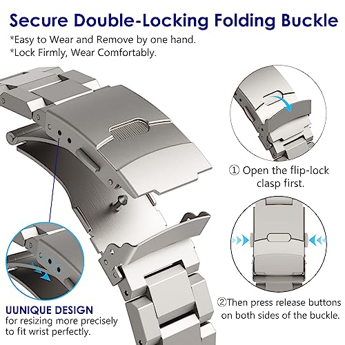 WINGLE Metal Band for Samsung Galaxy Watch 7 6 5 4 Band Galaxy Watch 6 Classic/5 Pro/4 Classic/FE Bands Men 47mm 43mm 46mm 42mm 45mm 44mm 40mm, 20mm Stainless Steel Bands Watch 3 41mm, Titanium - Image 4