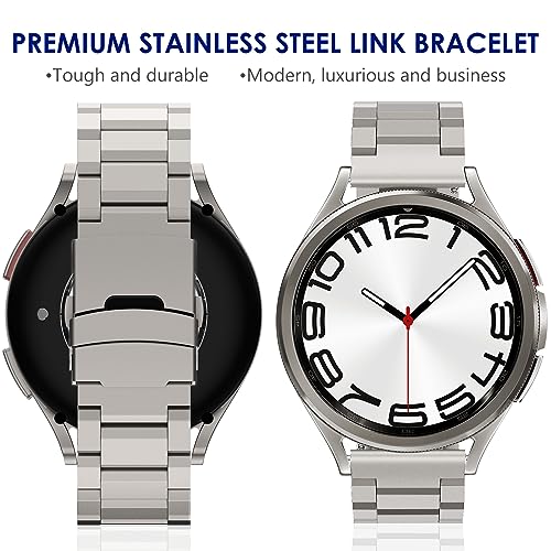 WINGLE Metal Band for Samsung Galaxy Watch 7 6 5 4 Band Galaxy Watch 6 Classic/5 Pro/4 Classic/FE Bands Men 47mm 43mm 46mm 42mm 45mm 44mm 40mm, 20mm Stainless Steel Bands Watch 3 41mm, Titanium - Image 3