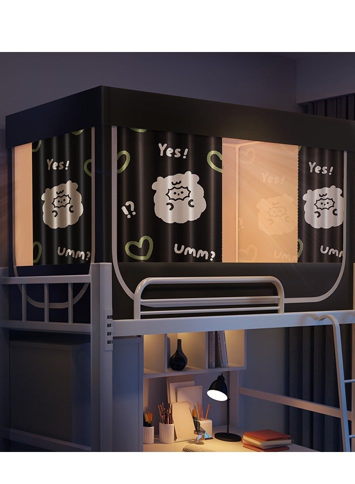 Bluejw Bed Canopy Tents Curtain Blackout Single Bed Tent Student Shading Cloth Canopy Dormitory Mosquito Net Sleep Privacy Protection with Frame for Children Bedroom with Cartoon Sheep Pattern - Image 1