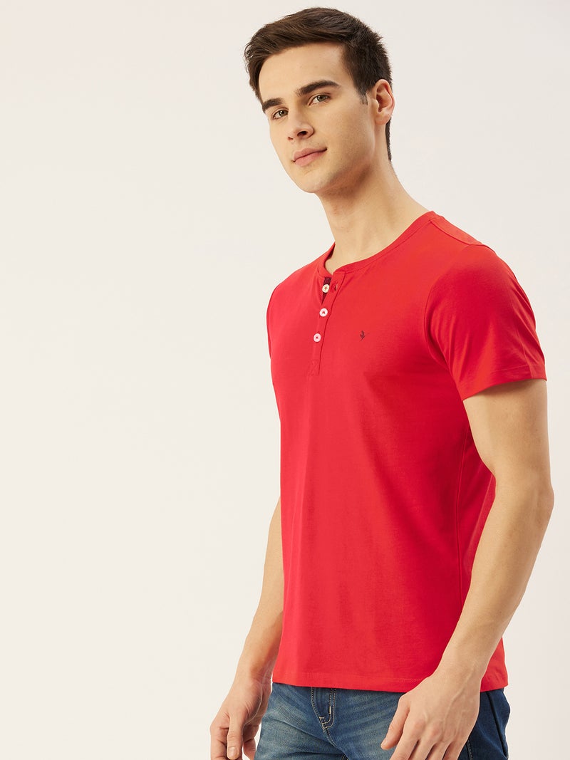 amswan PREMIUM COTTON LYCRA HENLEY HALF SLEEVE CREW NECK T-SHIRTS - Image 3