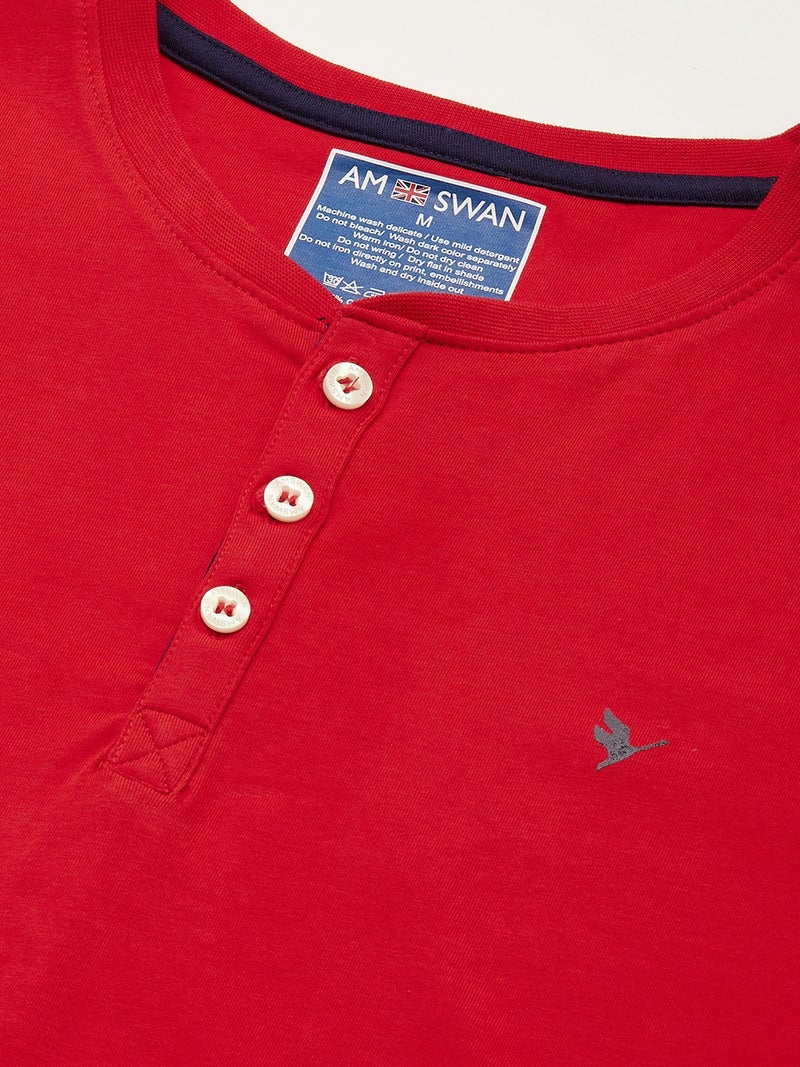 amswan PREMIUM COTTON LYCRA HENLEY HALF SLEEVE CREW NECK T-SHIRTS - Image 2