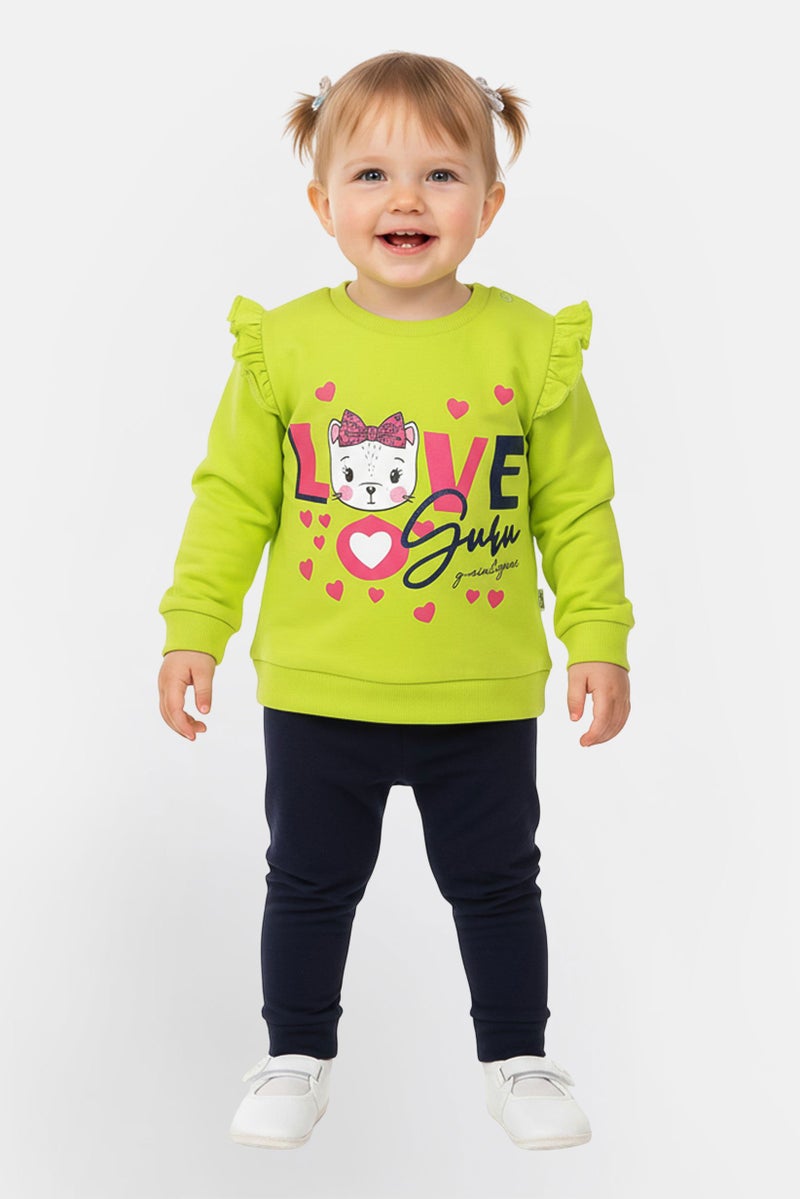 guru G99 By Guru Toddlers Girl 2 Pieces Graphic Print Top With Bottom Set, Multicolor - Image 1