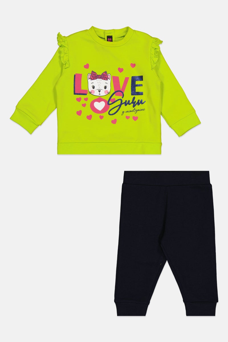 guru G99 By Guru Toddlers Girl 2 Pieces Graphic Print Top With Bottom Set, Multicolor - Image 2