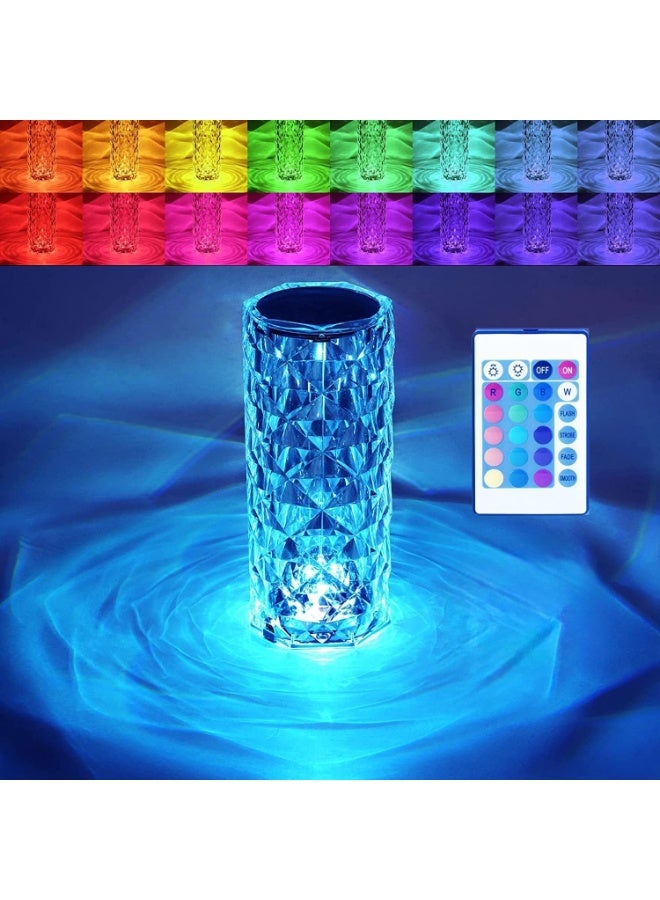 Crystal Table Lamp RGB Color Changing Night Light ，Romantic LED Rose Diamond Touch Lamps for Living Room Housewarming Gift - Image 1