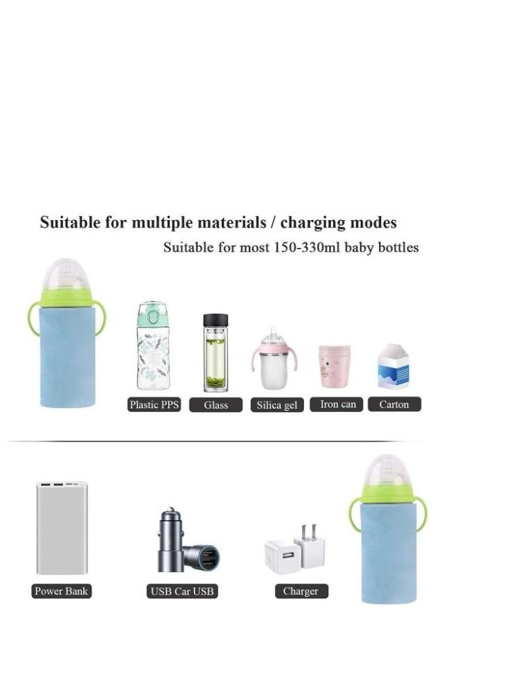 Baby Bottle Warmer Portable，USB Warmer Sleeve Constant Temperature，Bottle Heater for Outdoor Milk Insulation Heating Milk，Beverage Warming Bag（Blue） - Image 4