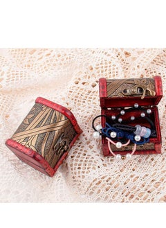 XiuWoo Vintage Small Jewelry Boxes, 5 Piece Set of Treasure Boxes Antique Design Wooden Storage with Metal Locks Organizer Gift Box Hinges and Latches for Crafts(Different Patterns)  - Image 3