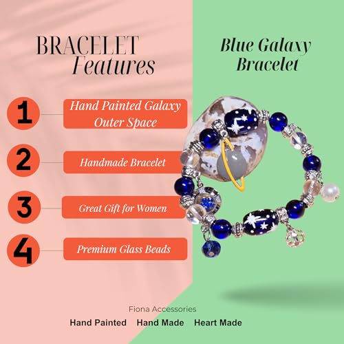 fiona Solar System Bracelet Jewelry, Galaxy Space Planet Universe Earth Astronomy Beaded Charm Bracelet, Birthday Christmas Gift for Women, Blue Miniverse, 1 pc - Image 5