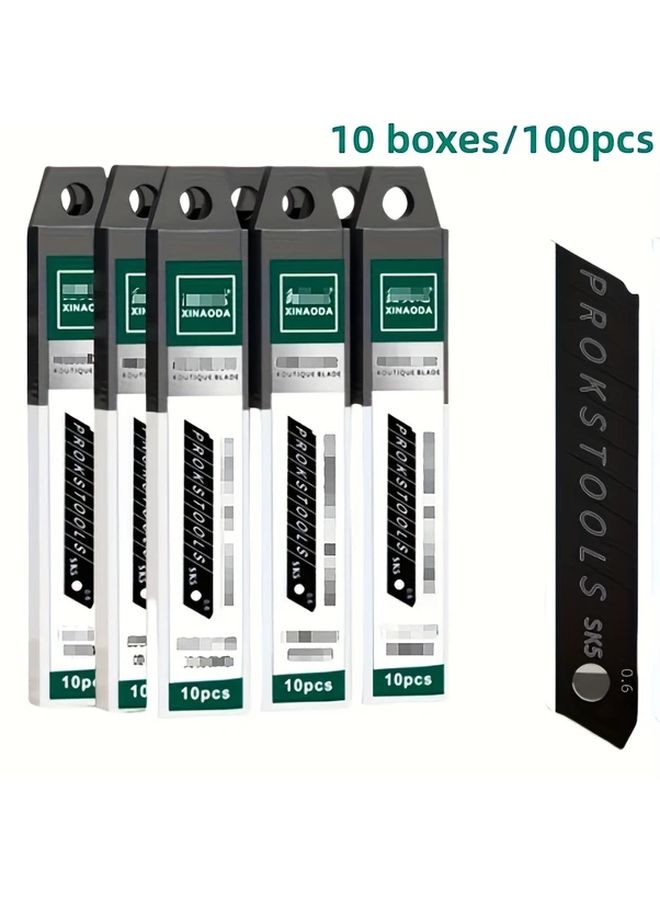 100 Pcs High Carbon Steel Utility Knife Blades 10 Boxes Sharp For Cutting Paper PVC Plastic Copper Wire Ideal For DIY Crafts Construction Electrical Work With Sturdy Storage Box - Image 5
