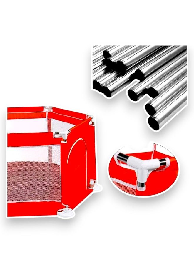 سياج أمان ومكان لعب للأطفال باللون الأحمر - سهل التخزين - Image 4