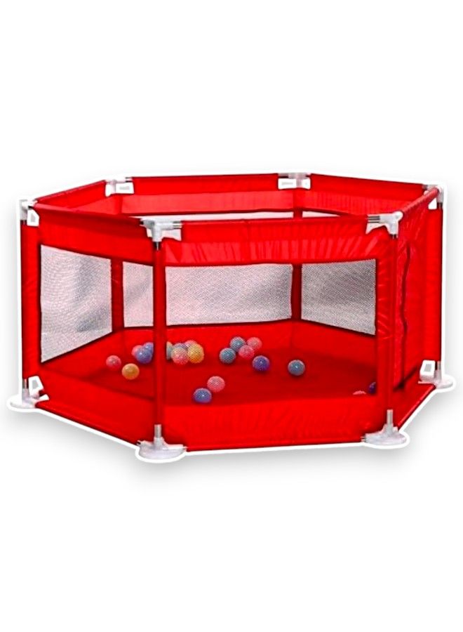 سياج أمان ومكان لعب للأطفال باللون الأحمر - سهل التخزين - Image 3