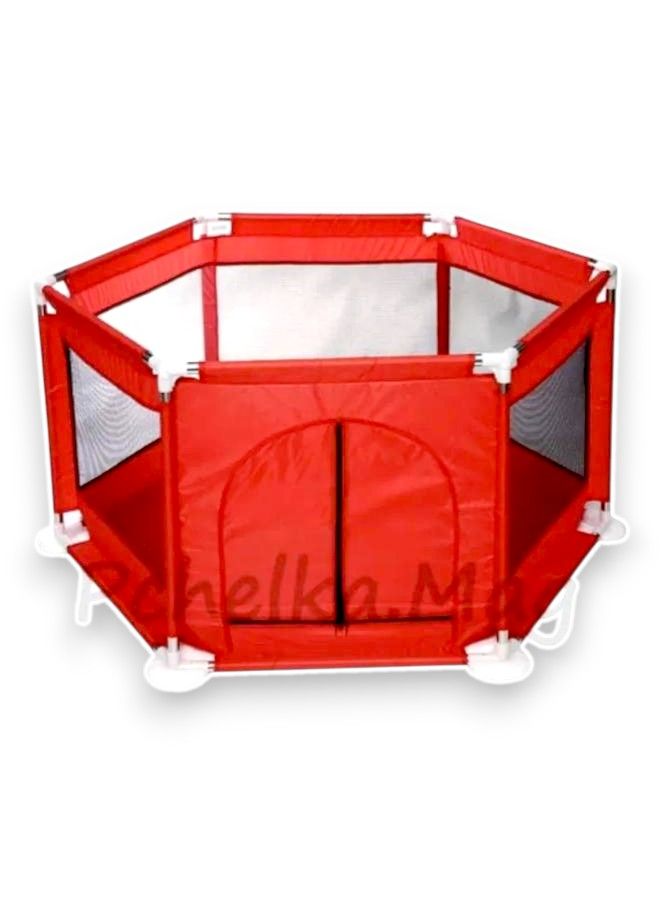 سياج أمان ومكان لعب للأطفال باللون الأحمر - سهل التخزين - Image 2