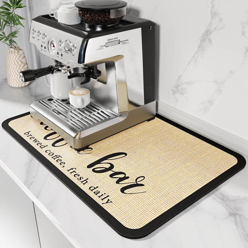 DK177 Coffee Mat Coffee Bar Mat Hide Stain Absorbent Drying Mat with Waterproof Rubber Backing Fit Under Coffee Maker Coffee Machine Coffee Pot Espresso Machine Coffee Bar Accessories - Image 1