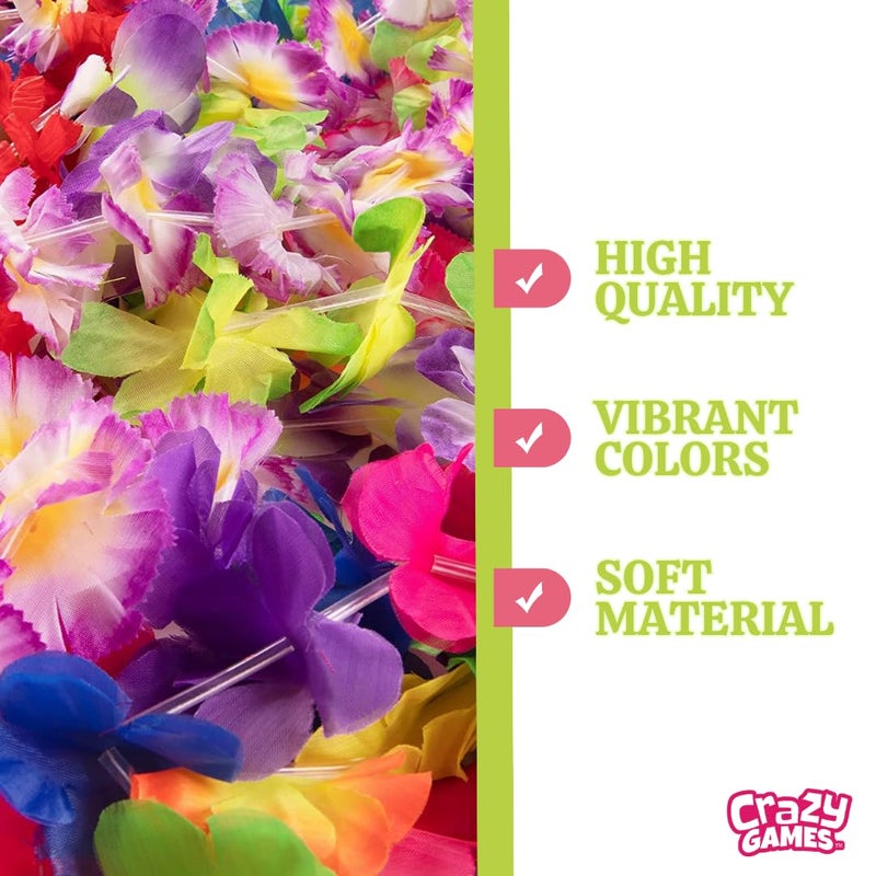 Crazy Games 25 Count Hawaiian Leis Set Bulk for Kids & AdultsTropical Luau Flower Lei, Multicolor Party Favors for Hawaii Decor Birthday, Beach Wedding, Easter Parties & Holiday Decorations - Image 3