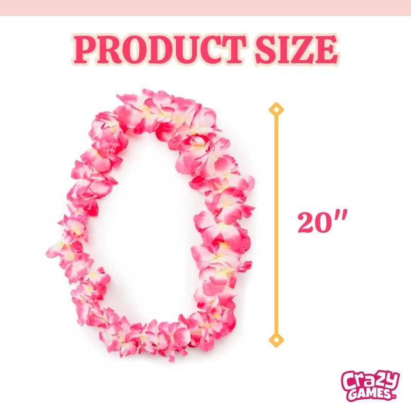 Crazy Games 25 Count Hawaiian Leis Set Bulk for Kids & AdultsTropical Luau Flower Lei, Multicolor Party Favors for Hawaii Decor Birthday, Beach Wedding, Easter Parties & Holiday Decorations - Image 4