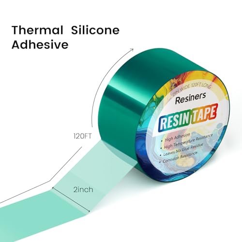 Resiners Resin Tape for Epoxy Resin Molding - 2IN W x 120FT L - Thermal Adhesive Tape, High Temperature Resistance, Easy Peel-Off, Release Resin Tape for River Tables, Remove Residue, Green - Image 2