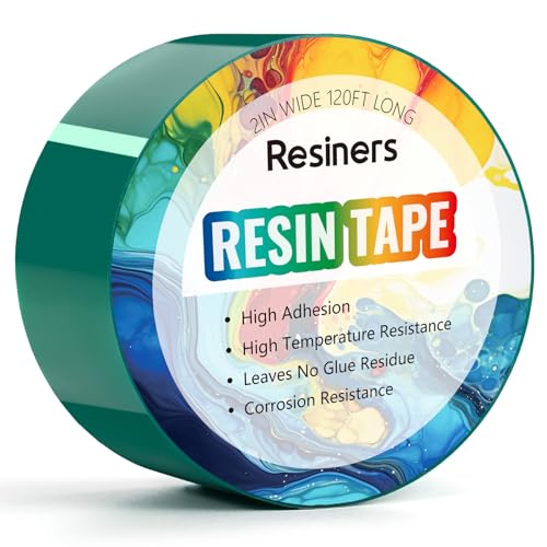 Resiners Resin Tape for Epoxy Resin Molding - 2IN W x 120FT L - Thermal Adhesive Tape, High Temperature Resistance, Easy Peel-Off, Release Resin Tape for River Tables, Remove Residue, Green - Image 1