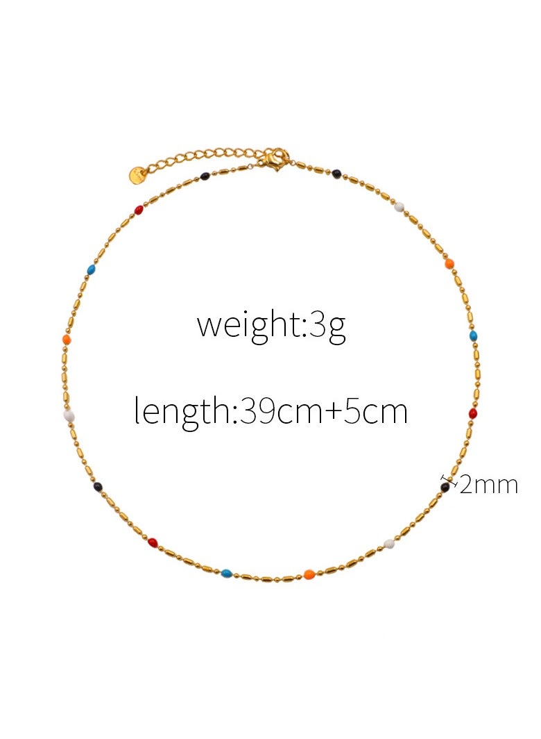 xozgdovg Dropped glaze colored Beaded Beaded Bead Necklace - Image 2