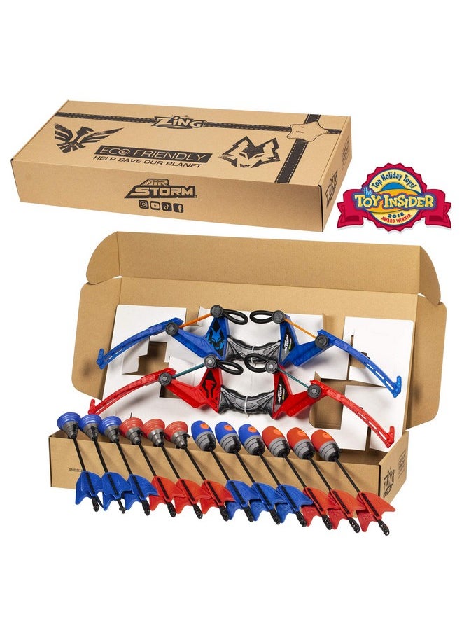 Zing - Air Storm Z-Tek Bow Dual Pack - 1 Red Bow, 1 Blue Bow, 6 Zonic Whistle Arrows And 6 Suction Cup Arrow, Shoots Arrows Up To 155 Feet, For Ages 14 And Up - Image 1