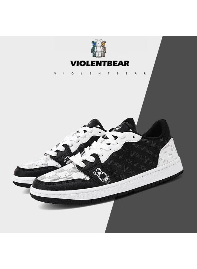 Violentbear Men's Shoes, Autumn And Winter Sneakers, Versatile Light Luxury, Couples' Sports Casual Shoes, Breathable For Men And Women, 2409 White And Black, Size 43