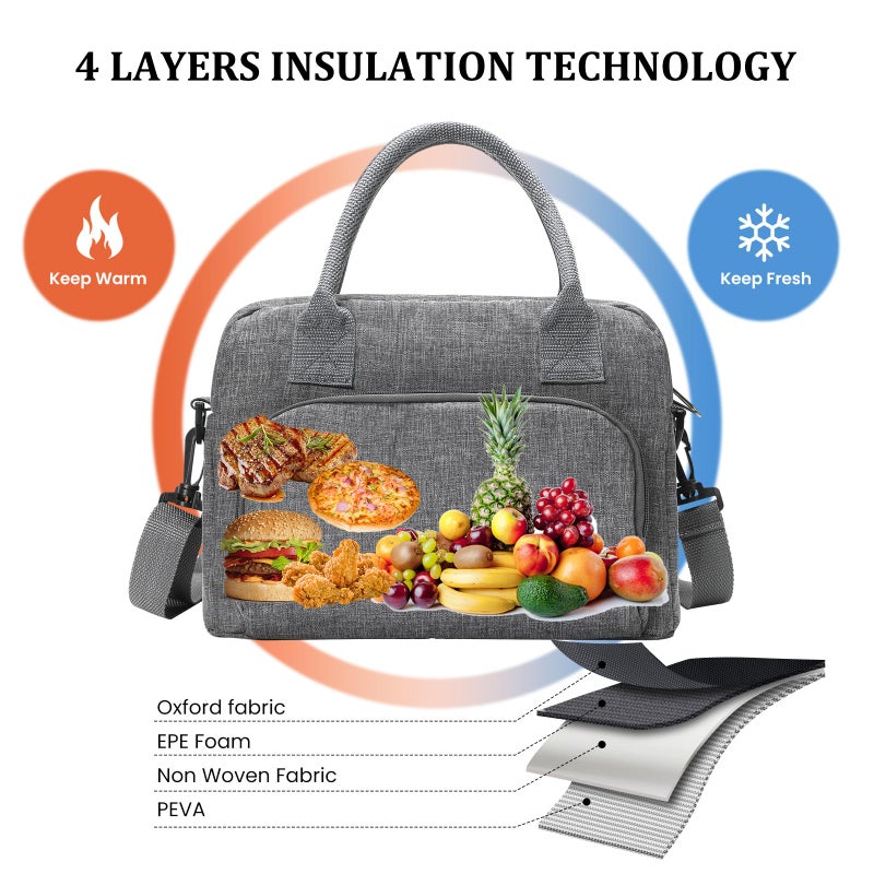 MEXS Insulated Lunch Bag for Women Men Large Reusable Lunch Box Adult Leakproof Portable Cooler Tote Bags for Work Picnic - Image 4