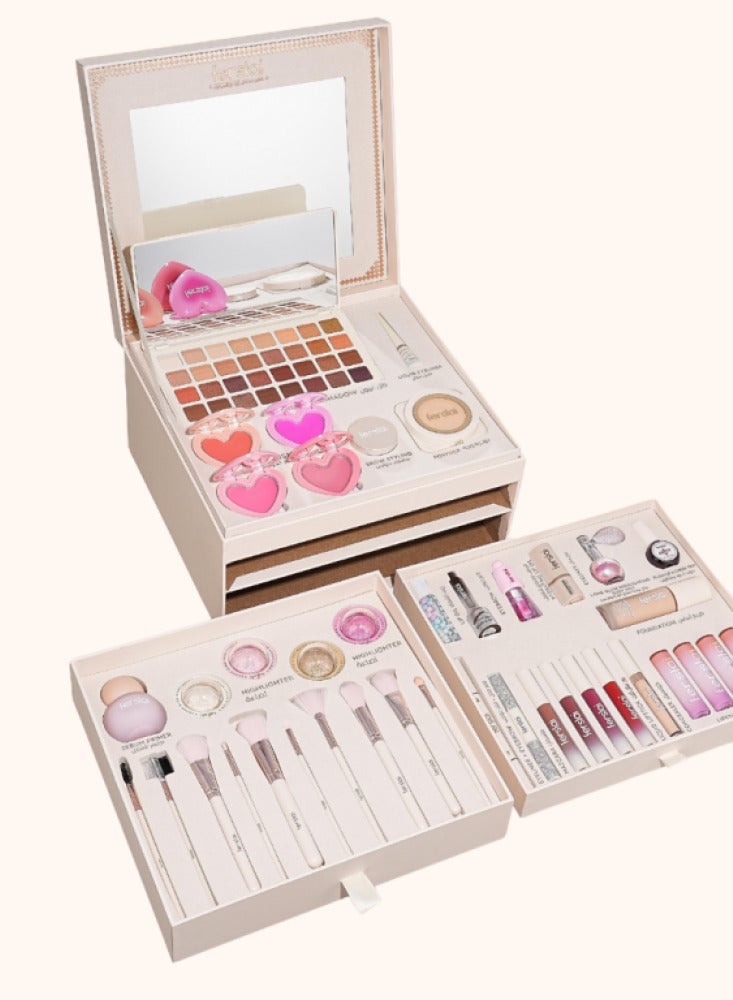 FERSLAI Premium 42-Piece Makeup Box | All-in-One Beauty Set with 28-Color Eyeshadow Palette, Foundation, Concealer, Cream & Liquid Lipsticks, Professional Brushes & Built-in Mirror | Perfect Gift for All Occasions - Image 1