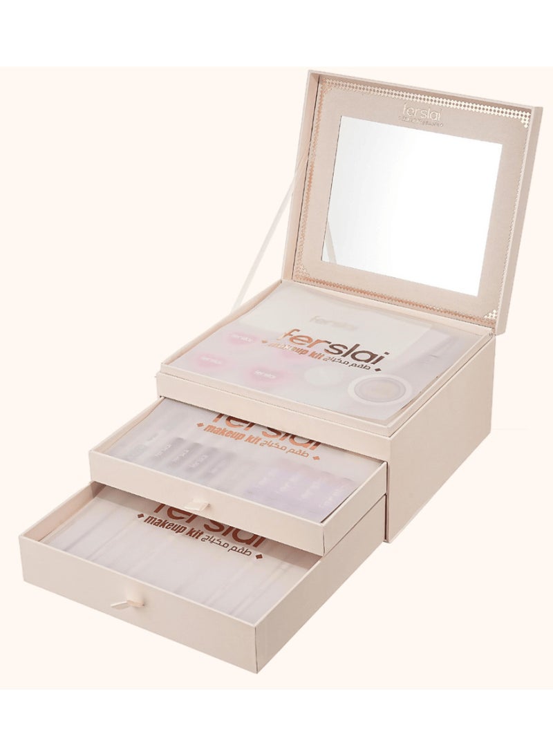FERSLAI Premium 42-Piece Makeup Box | All-in-One Beauty Set with 28-Color Eyeshadow Palette, Foundation, Concealer, Cream & Liquid Lipsticks, Professional Brushes & Built-in Mirror | Perfect Gift for All Occasions - Image 2